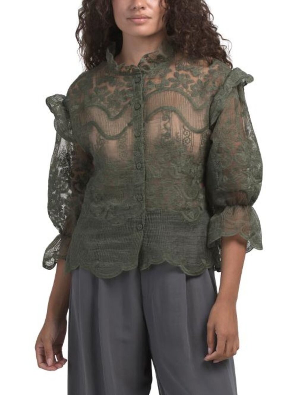 LIV LOS ANGELES Ruffle Blouse